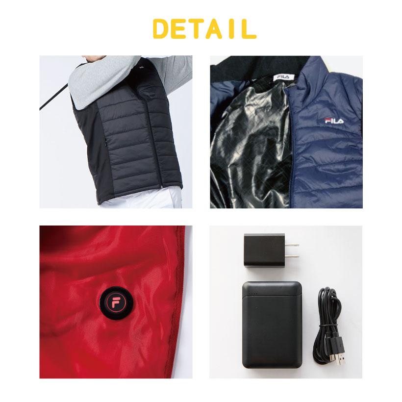 FILA（フィラ） ユニセックス 電熱中綿ベスト 充電式 温度調節可能