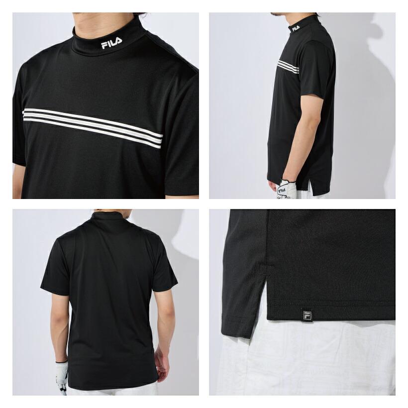 LPFG メンズ 2ライン 半袖モックネックシャツ　未使用 FILA メンズ モックネック 半袖シャツ ストライプライン 接触冷