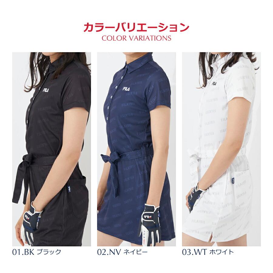 FILA レディース ゴルフ ワンピース 半袖 ロゴ柄 吸汗速乾