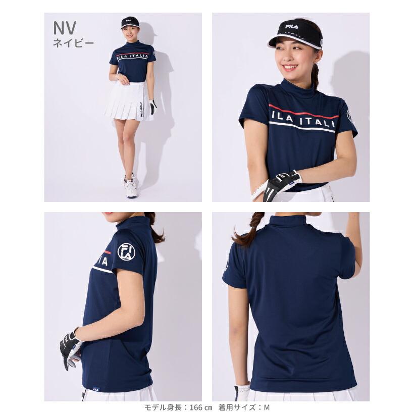 FILA ゴルフウェアレディース フロントロゴ 半袖 モックネック FILA ゴルフウェアレディース フロントロゴ 半袖 モックネック