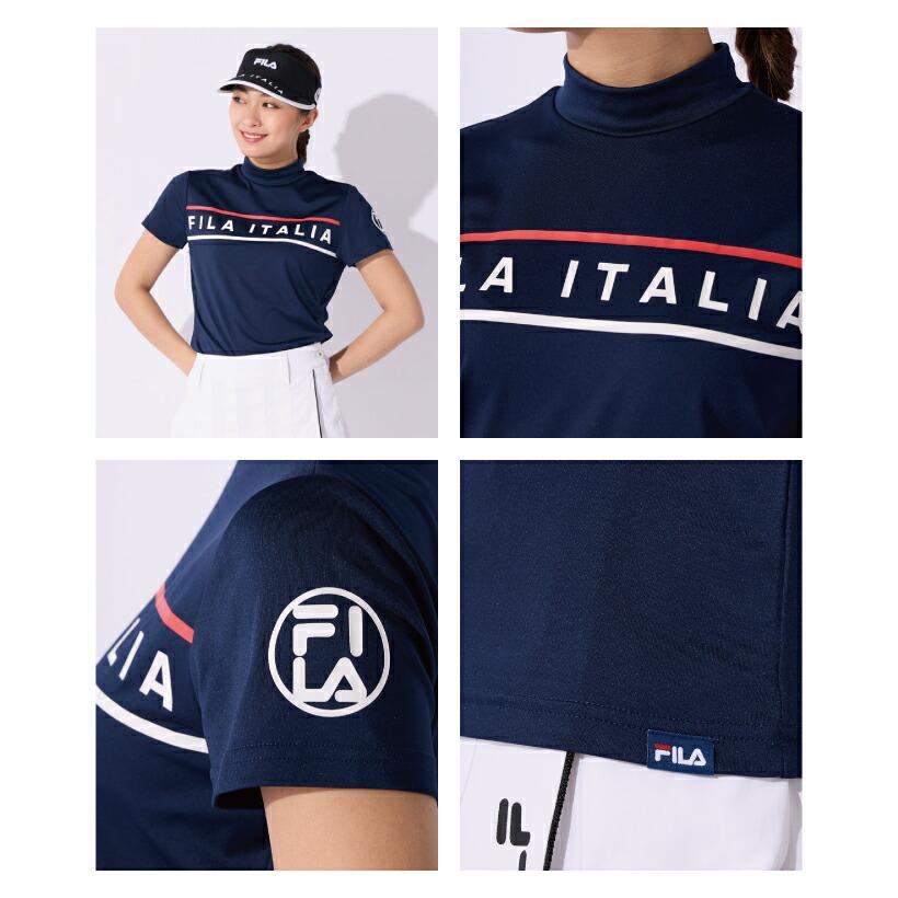 FILA ゴルフウェアレディース フロントロゴ 半袖 モックネック FILA ゴルフウェアレディース フロントロゴ 半袖 モックネック