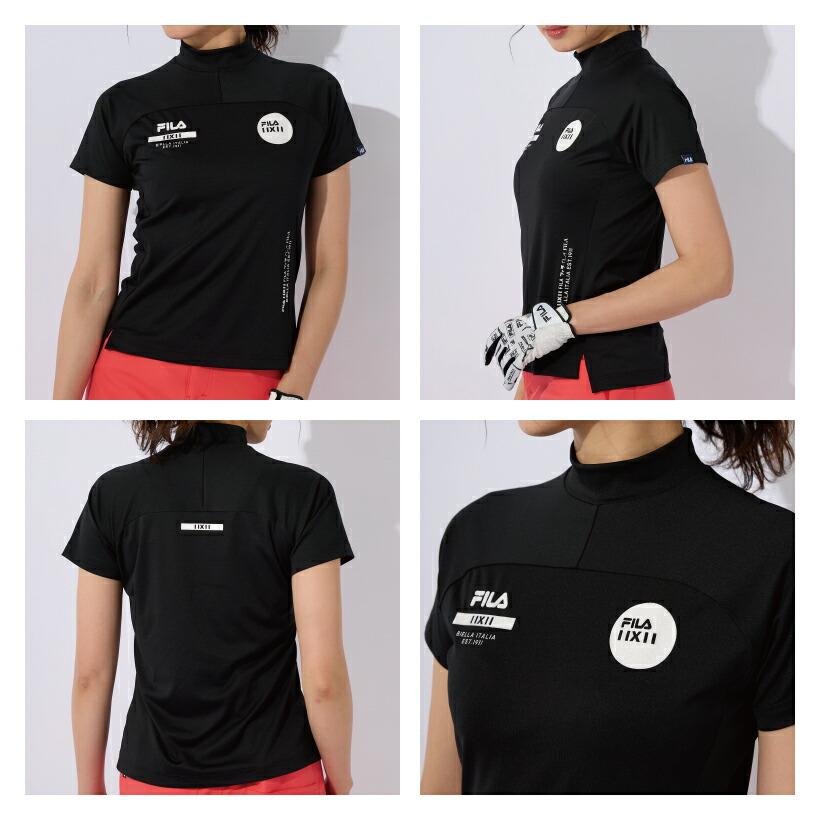 FILA レディース モックネック シャツ 半袖 ハイネック 吸汗速乾 FILA レディース モックネック シャツ 半袖 ハイネック 吸汗速乾
