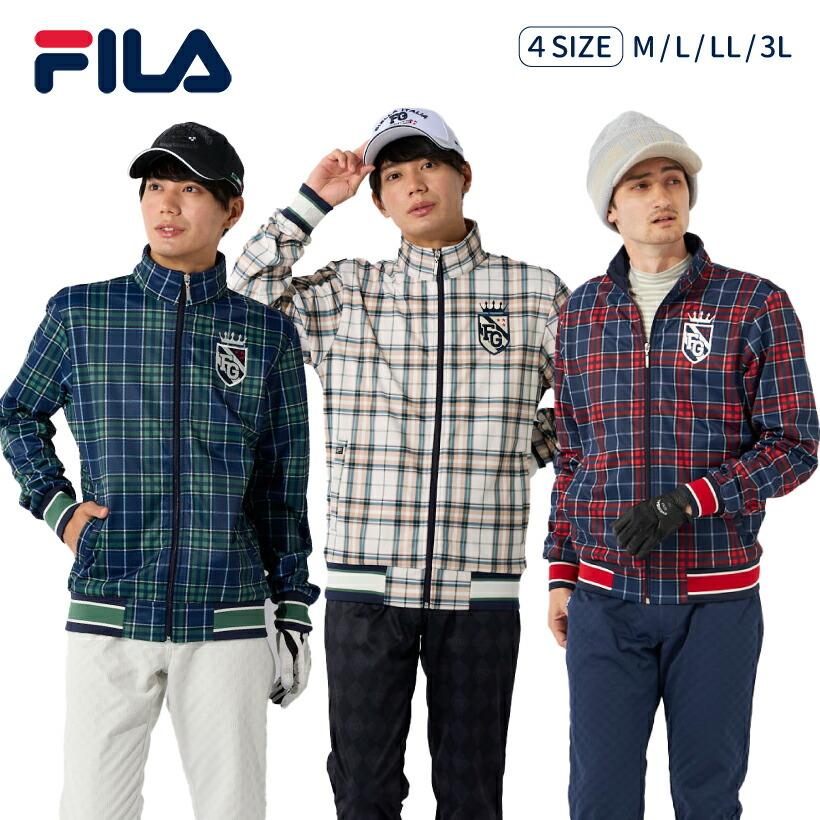 FILA ゴルフウェア メンズ ボンディングブルゾン チェック柄 裏 FILA ゴルフウェア メンズ ボンディングブルゾン チェック柄 裏
