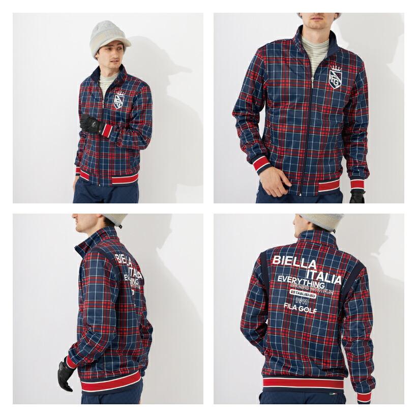 FILA ゴルフウェア メンズ ボンディングブルゾン チェック柄 裏 FILA ゴルフウェア メンズ ボンディングブルゾン チェック柄 裏