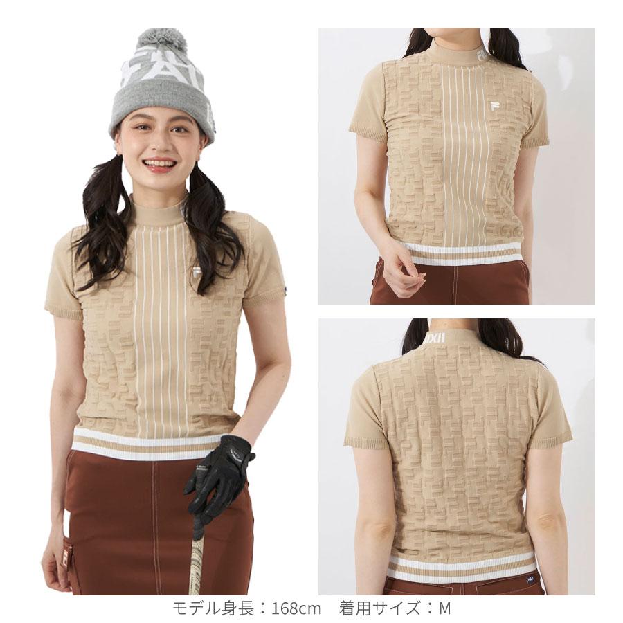 美品1piu1uguale3GOLF/レディース用モックネックシャツ/ベージュ1 美品1piu1uguale3GOLF/レディース用モックネックシャツ/ベージュ