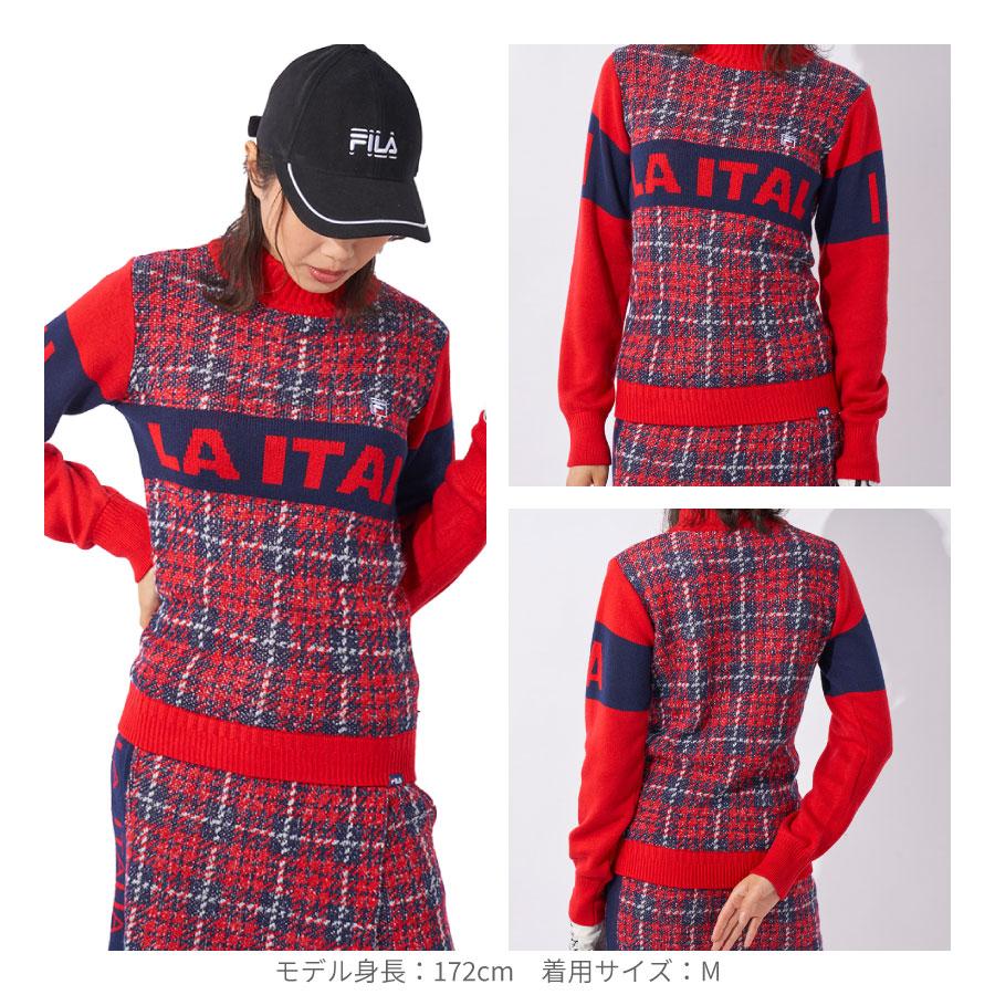 新品フィラ ゴルフ ロゴジャガード ハイネック セーター グレー/グリーン LL FILA レディース モックネックセーター ハイネック GOLF フィラ