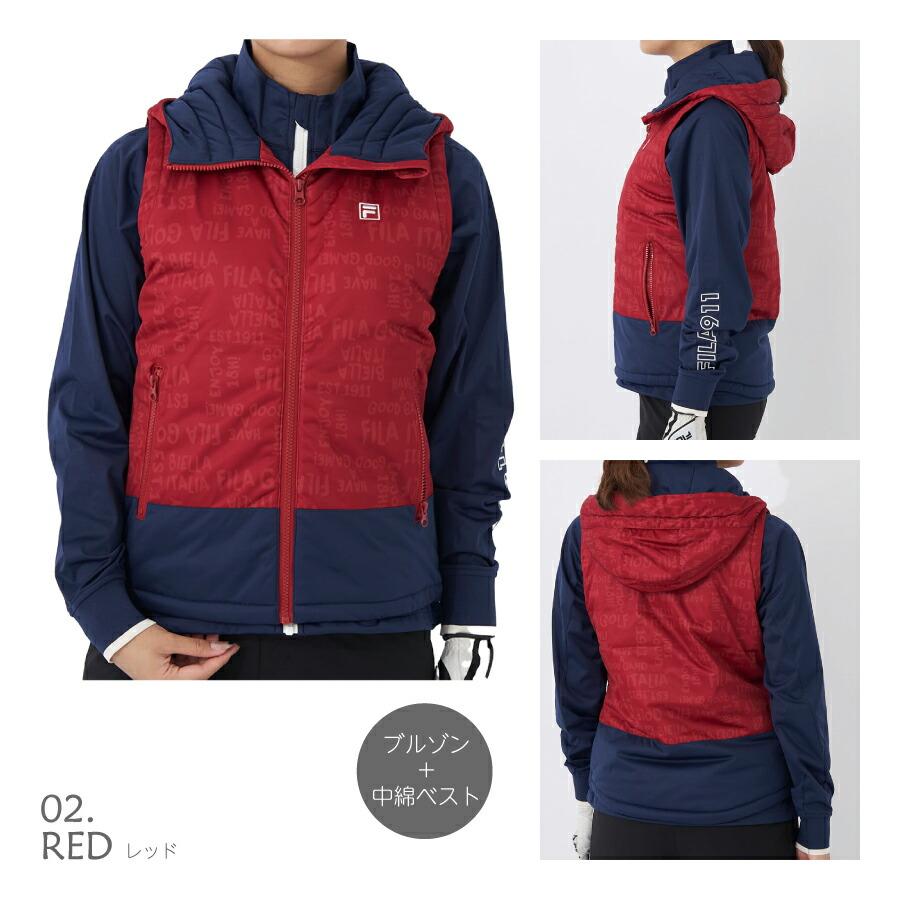 FILA（フィラ） レディース 中綿ベスト ブルゾン セットアイテム FILA