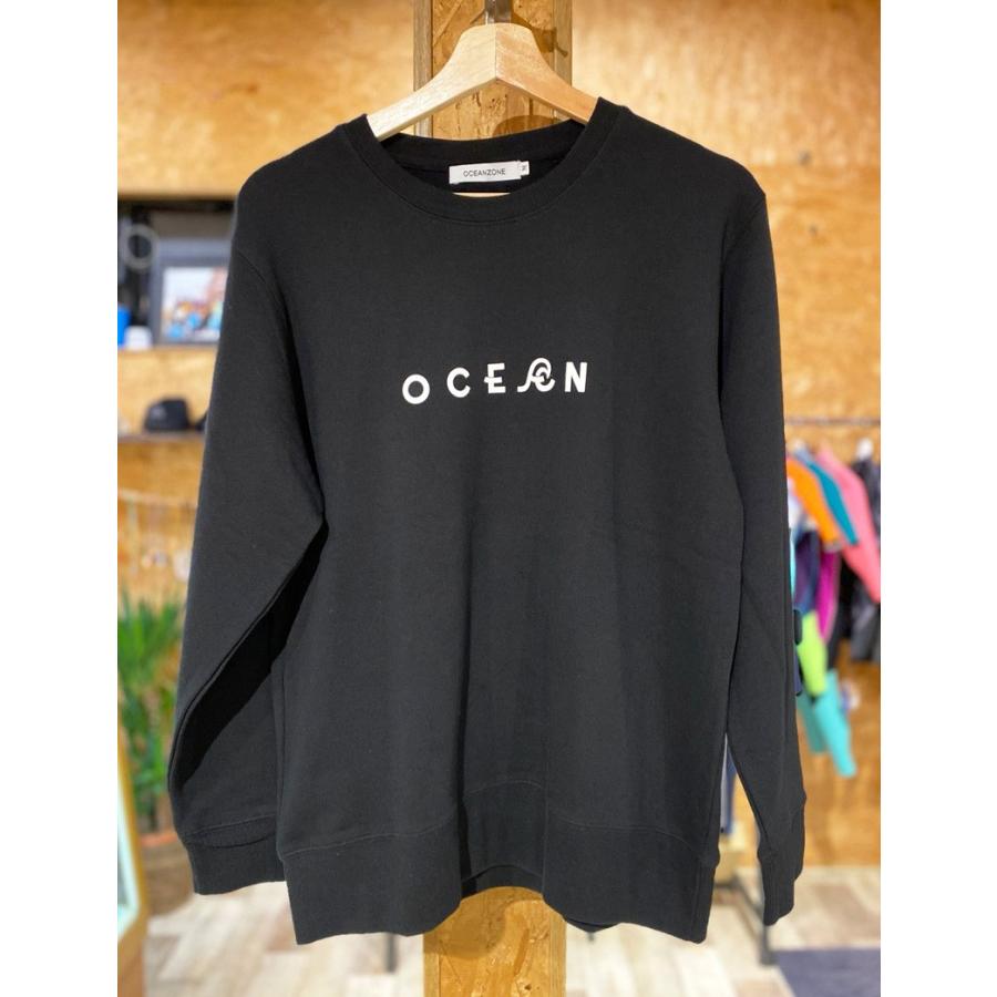 【OCEAN】クルーネックスウェット　ブラック　トレーナー　オーシャン　オリジナル　｜oceanzonesurf