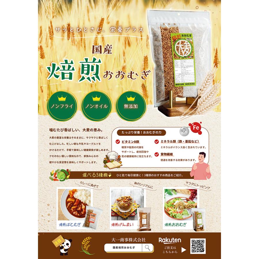 創業1903年　焙煎おおむぎ400ｇ×2袋　 鮮度が自慢　食べる おおむぎ　ポリポリサクサク食感　大麦パフ　ライスアイランド　岐阜県　 チャック袋 大容量 | ライスアイランド | 01
