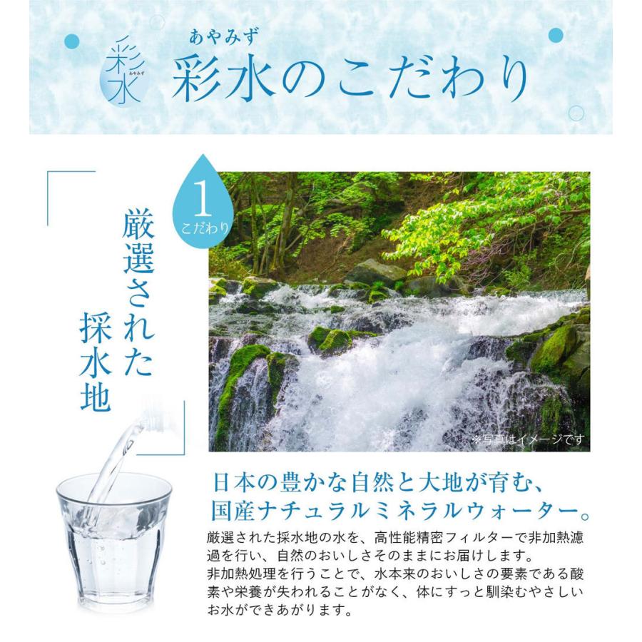 【LIFEDRINKオンラインストアで販売中】水 ミネラルウォーター 彩水-あやみず- やさしい軟水  500ml × 24本 送料無料 国産 天然水 ライフドリンクカンパニー | ライフドリンクカンパニー | 04