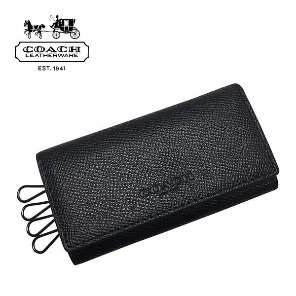 品揃え豊富で 本革 Coach キーケース メンズ コーチ キーケース ブランド コーチ Coach レザー Blk アウトレット ブラック F 黒 4連キーケース 財布 帽子 ファッション小物