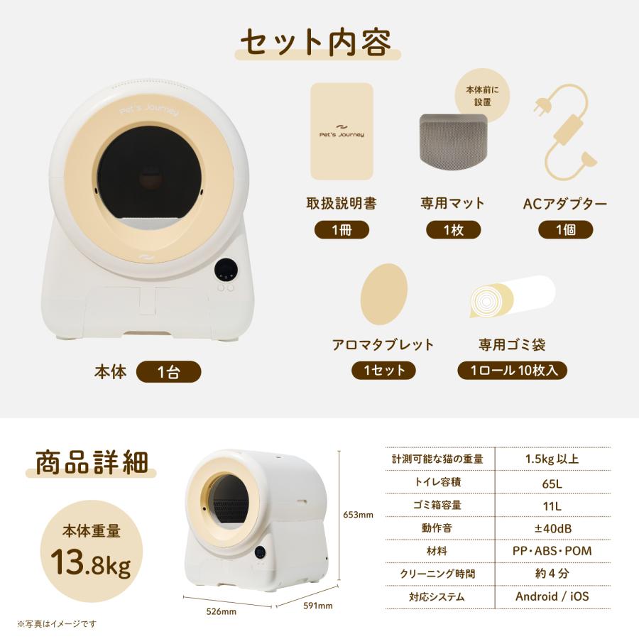 Pet's Journey 自動猫用トイレ 当日発送][1年保証付][クーポン5,000円引き] 猫トイレ 全自動 清掃