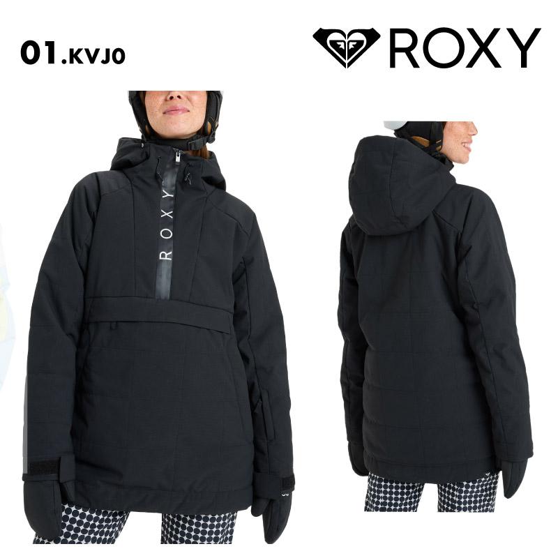 試着のみ ROXY スノーボードウェア S フード付きアノラック ブラック 美品 ROXY（ロキシー） スノージャケット レディース RADIANT LINES