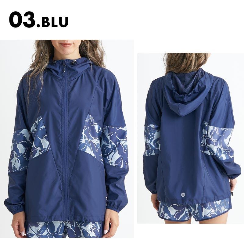 ROXY 防水アノラックジャケット ネイビー 花柄 ROXY（ロキシー） スプリングジャケット レディース 撥水加工 撥水
