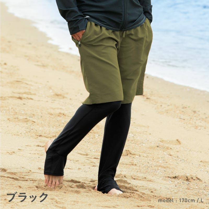 ラッシュガード メンズ トレンカ UVカット 体型カバー 日焼け対策 ケガ防止 水着 夏用 水陸両用 耐塩素 冷感 かかと 大きいサイズ 黒 紺 無地 PR-4600 R2 | ポンタぺス | 07