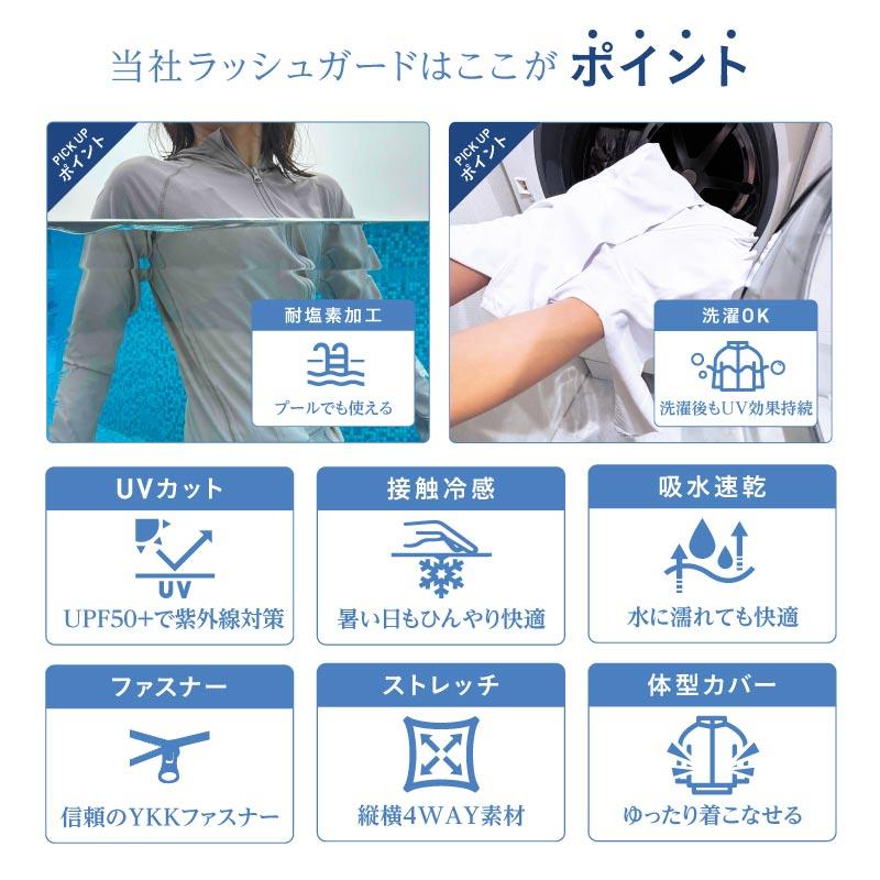 ラッシュガード パーカー レディース フード付き 透けない 長袖 UPF50+ UVカット99.9％ 冷感 速乾 体型カバー 水着 水陸両用 大きいサイズ 黒 ブラック IR-7100 | ICEPARDAL | 23