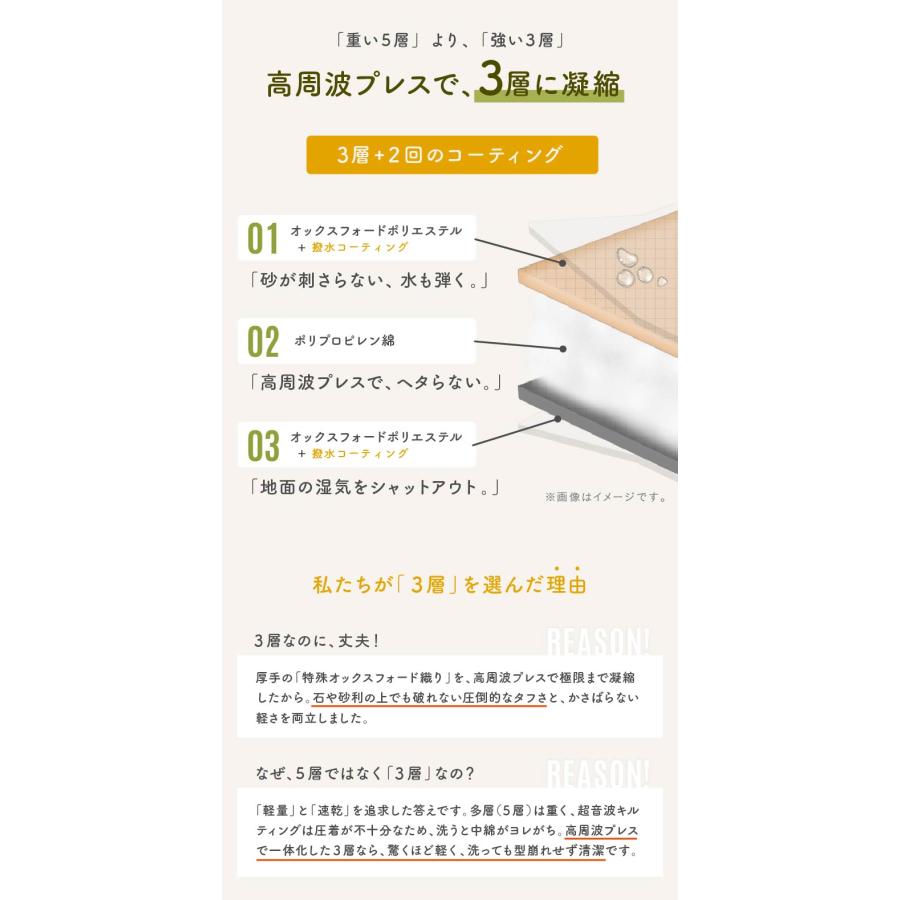レジャーシート 厚手 大判 撥水 200×200 クッション ピクニックシート レジャーマット 大きい 軽い 洗える 花見 遠足 運動会 めざましテレビ紹介 NGOS-300 | ネームレスエイジ | 12