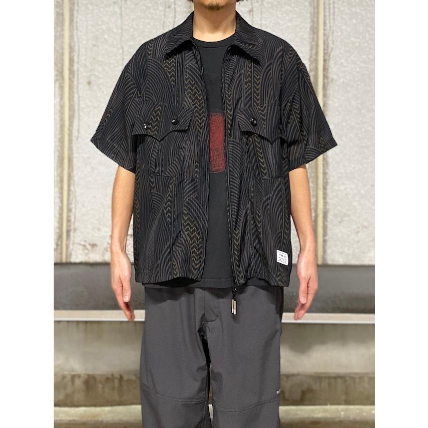 elephant TRIBAL fabrics NO A/C Zip Shirt BLACK / 2025SS elephant TRIBAL fabrics NO A/C Zip Shirt BLACK / 2025SS