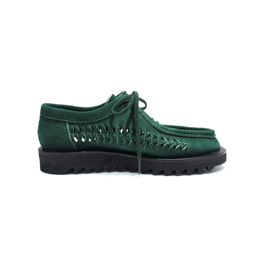安心の定価販売】Elephant TRIBAL fabrics SHOES SUEDE KNITTING GREEN