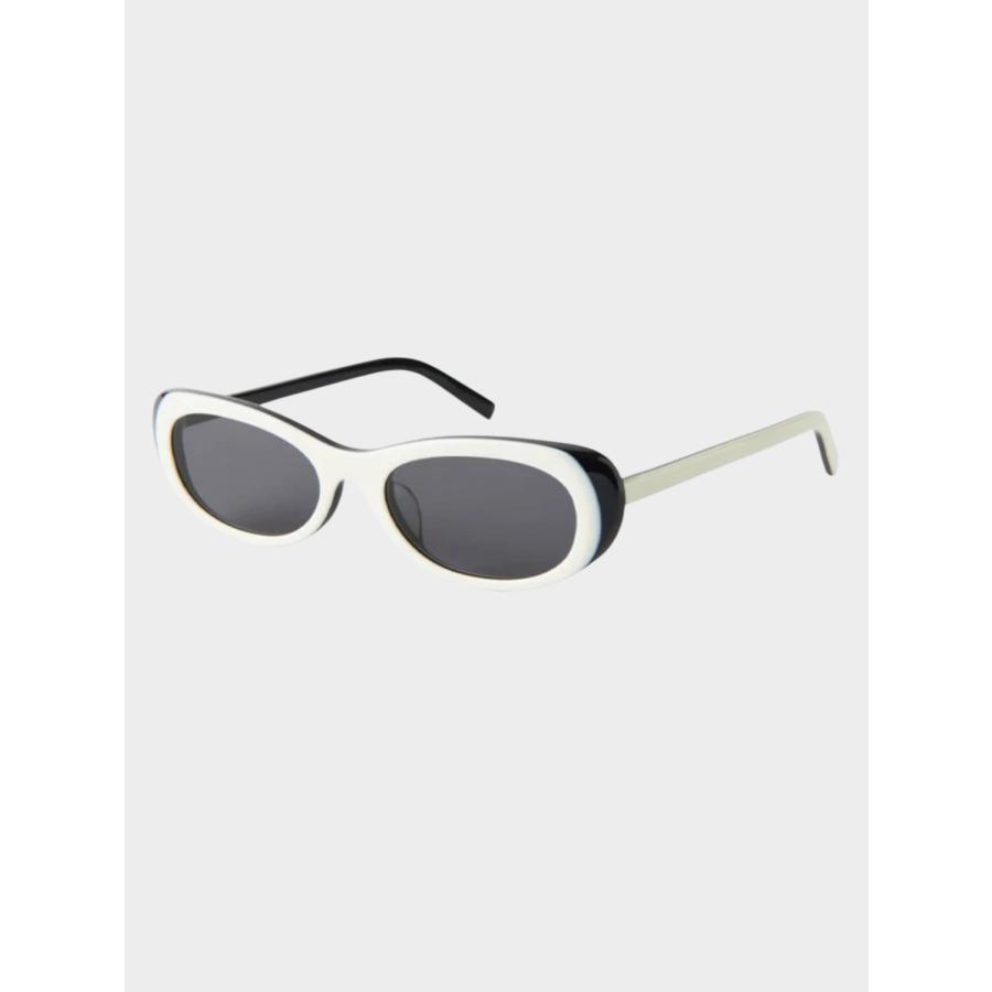 A.D.S.R. IHA 02 WHITE/SHINY BLACK (BLACK) / 2026新作 イハ サングラス オーバル フォックスライン トレンドの画像
