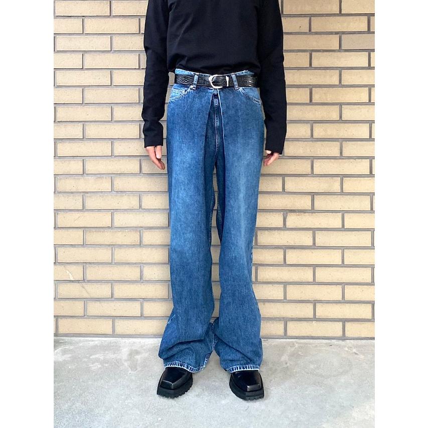 JOHNLAWRENCESULLIVAN 定番 WASHED DENIM WIDE PANTS INDIGO : jls-02 