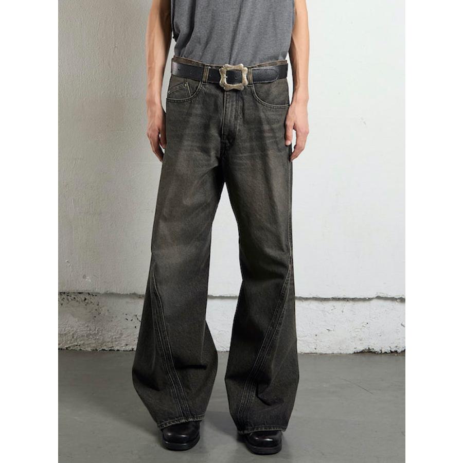NVRFRGT 3D TWISTED WIDE LEG JEANS MAD FADED BLACK : 2025AW