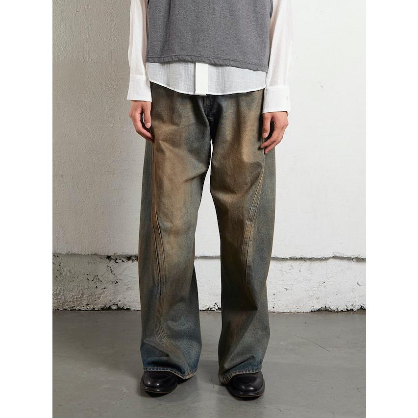 NVRFRGT 3D TWISTED WIDE LEG JEANS MAD FADED INDIGO : 2025AW