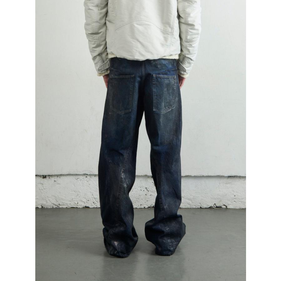 NVRFRGT 3D TWISTED WIDE LEG JEANS LUSTER COATED DARK INDIGO