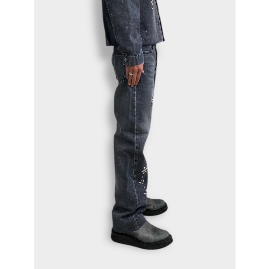 TANAKA NEW CLASSIC JEAN TROUSERS GRAY (BIJOU) / 2026SS タナカ デニム カイハラ セルビッジデニム スタッズ フラワーの画像