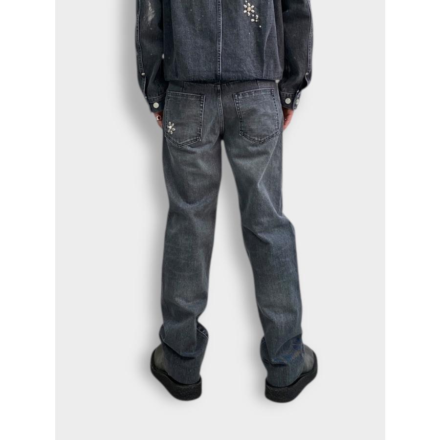 TANAKA NEW CLASSIC JEAN TROUSERS GRAY (BIJOU) / 2026SS タナカ デニム カイハラ セルビッジデニム スタッズ フラワーの画像
