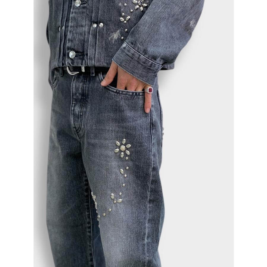 TANAKA NEW CLASSIC JEAN TROUSERS GRAY (BIJOU) / 2026SS タナカ デニム カイハラ セルビッジデニム スタッズ フラワーの画像