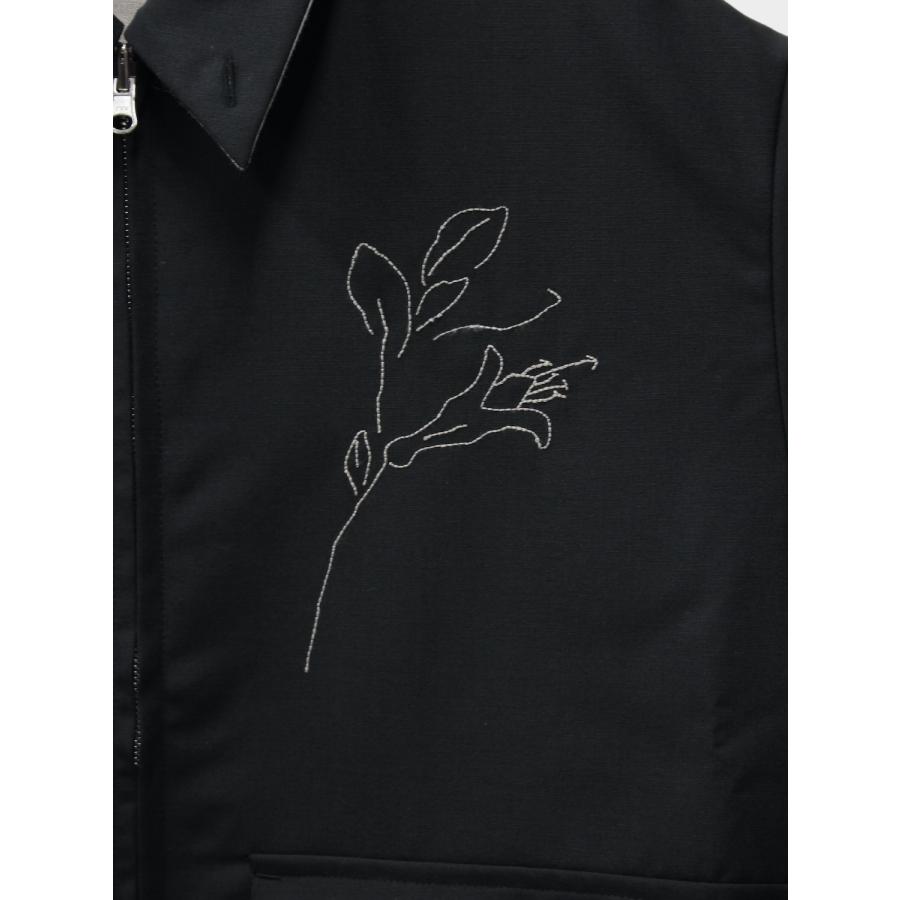 TANAKA REVERSIBLE JACKET BLACK/LINEN (EMBROIDERY) / 2026SS タナカ 刺繍ジャケット リバーシブル ウール リネンの画像