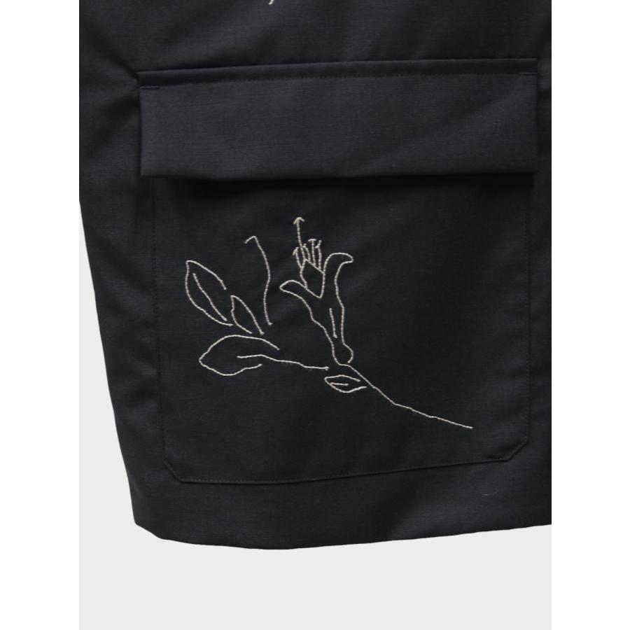 TANAKA REVERSIBLE JACKET BLACK/LINEN (EMBROIDERY) / 2026SS タナカ 刺繍ジャケット リバーシブル ウール リネンの画像
