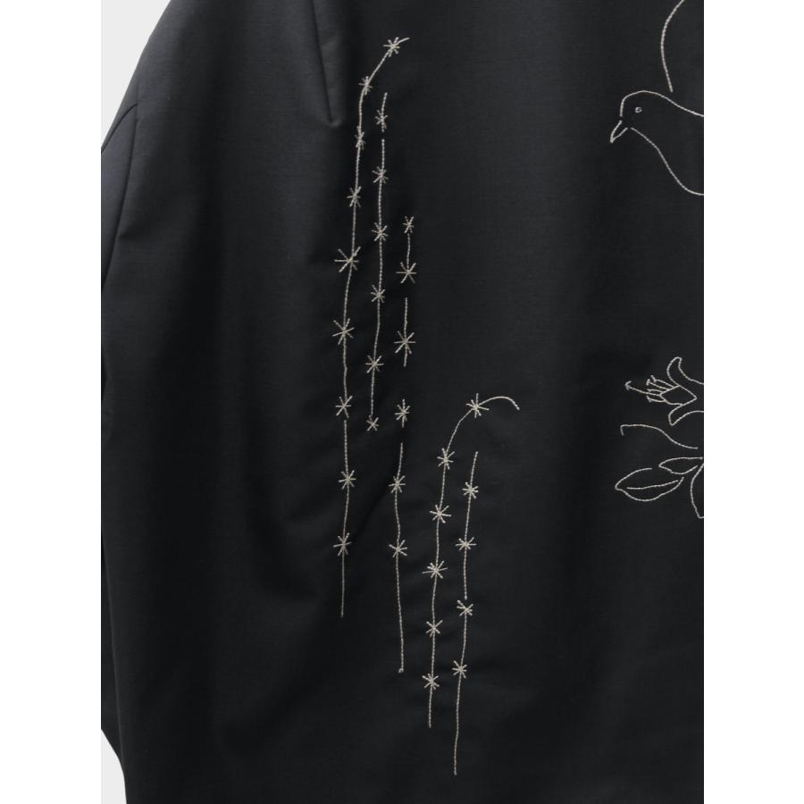 TANAKA REVERSIBLE JACKET BLACK/LINEN (EMBROIDERY) / 2026SS タナカ 刺繍ジャケット リバーシブル ウール リネンの画像