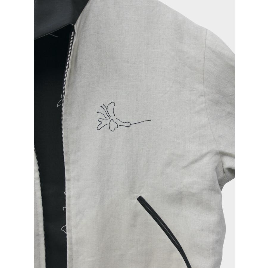 TANAKA REVERSIBLE JACKET BLACK/LINEN (EMBROIDERY) / 2026SS タナカ 刺繍ジャケット リバーシブル ウール リネンの画像