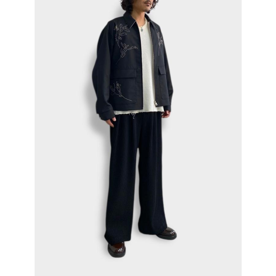 TANAKA REVERSIBLE JACKET BLACK/LINEN (EMBROIDERY) / 2026SS タナカ 刺繍ジャケット リバーシブル ウール リネンの画像