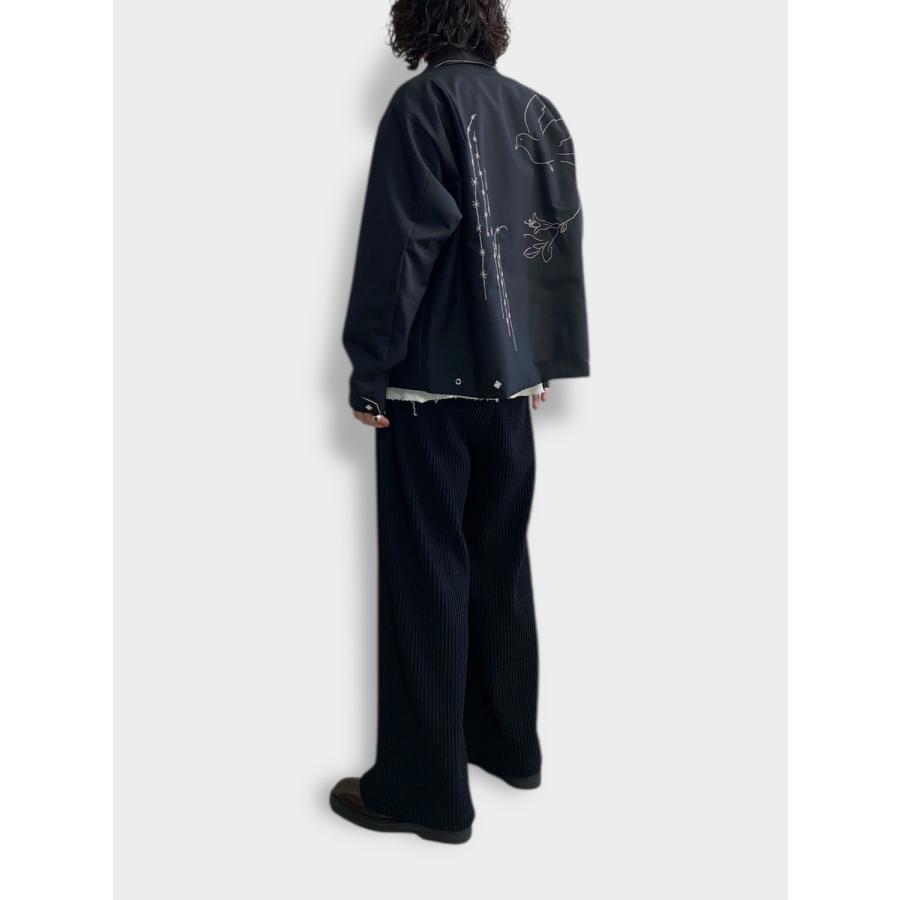 TANAKA REVERSIBLE JACKET BLACK/LINEN (EMBROIDERY) / 2026SS タナカ 刺繍ジャケット リバーシブル ウール リネンの画像