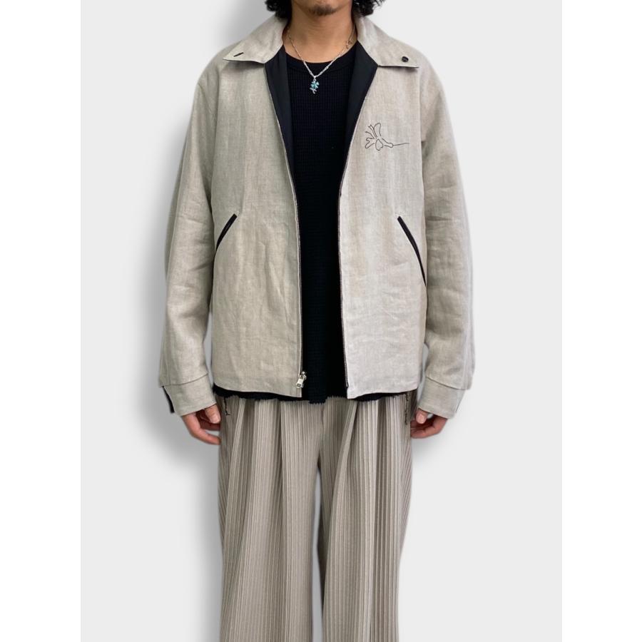 TANAKA REVERSIBLE JACKET BLACK/LINEN (EMBROIDERY) / 2026SS タナカ 刺繍ジャケット リバーシブル ウール リネンの画像