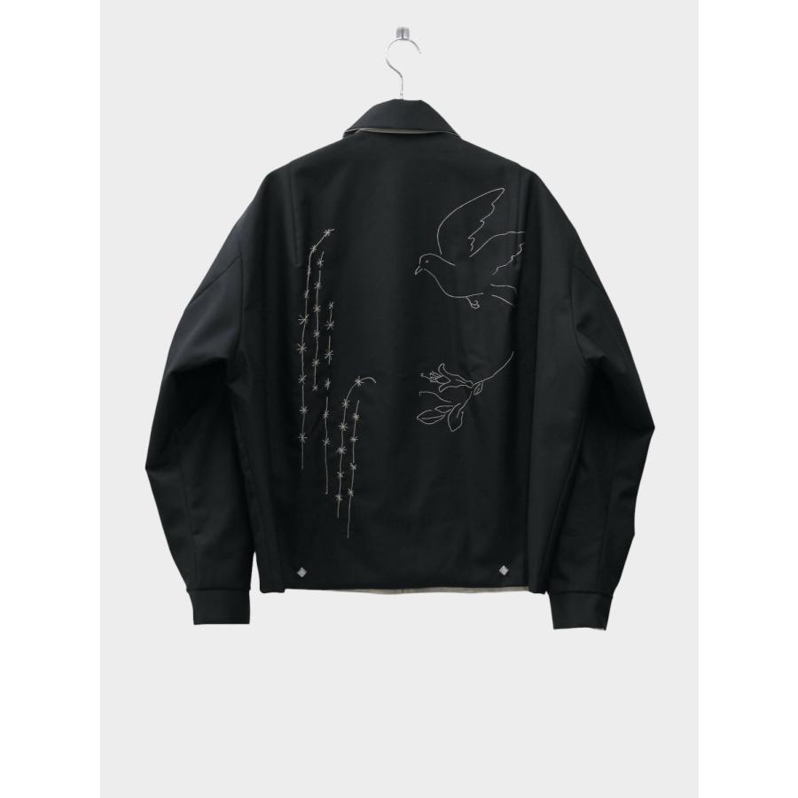 TANAKA REVERSIBLE JACKET BLACK/LINEN (EMBROIDERY) / 2026SS タナカ 刺繍ジャケット リバーシブル ウール リネンの画像