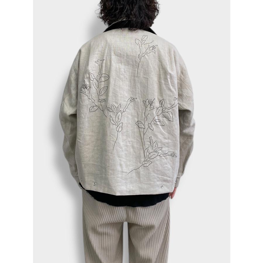 TANAKA REVERSIBLE JACKET BLACK/LINEN (EMBROIDERY) / 2026SS タナカ 刺繍ジャケット リバーシブル ウール リネンの画像