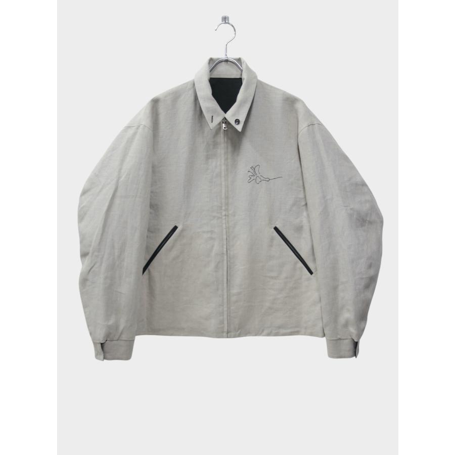 TANAKA REVERSIBLE JACKET BLACK/LINEN (EMBROIDERY) / 2026SS タナカ 刺繍ジャケット リバーシブル ウール リネンの画像