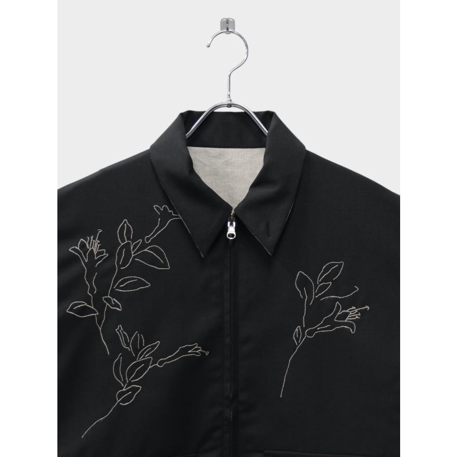 TANAKA REVERSIBLE JACKET BLACK/LINEN (EMBROIDERY) / 2026SS タナカ 刺繍ジャケット リバーシブル ウール リネンの画像
