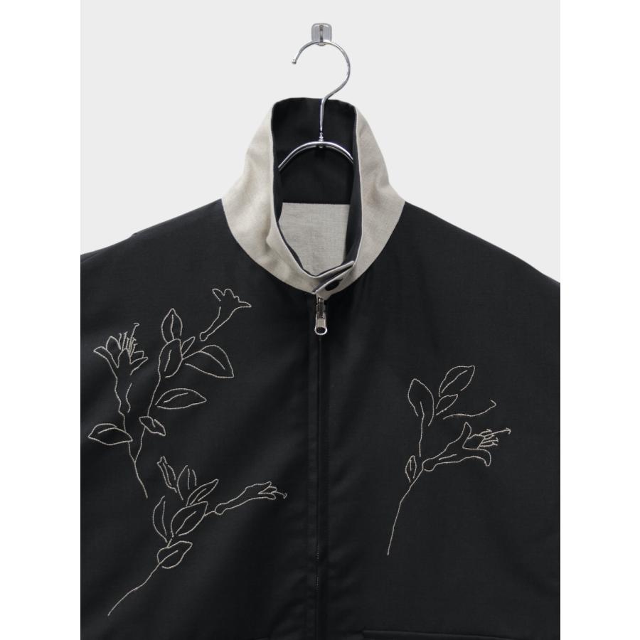 TANAKA REVERSIBLE JACKET BLACK/LINEN (EMBROIDERY) / 2026SS タナカ 刺繍ジャケット リバーシブル ウール リネンの画像