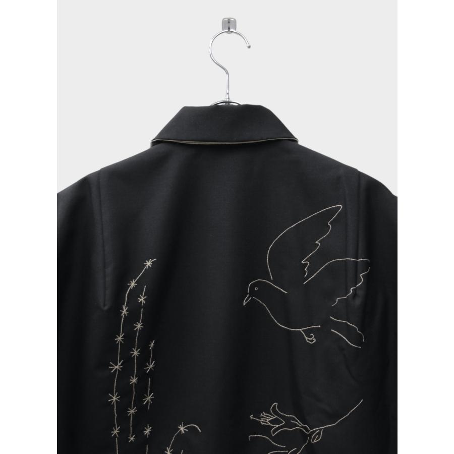 TANAKA REVERSIBLE JACKET BLACK/LINEN (EMBROIDERY) / 2026SS タナカ 刺繍ジャケット リバーシブル ウール リネンの画像