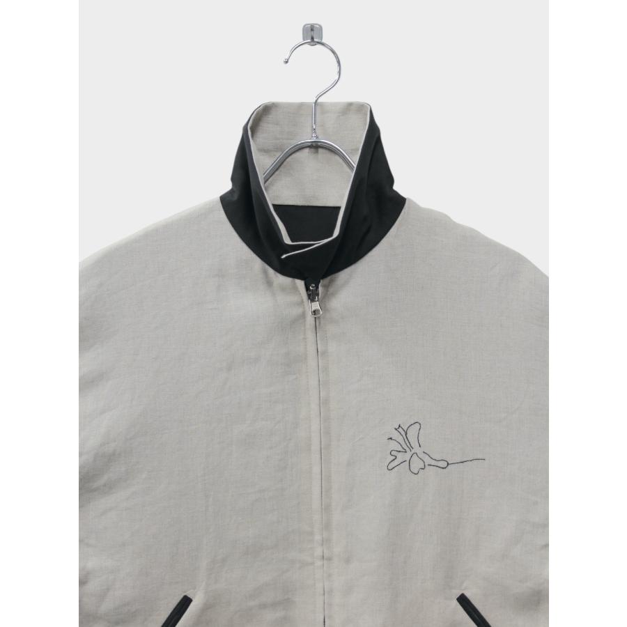 TANAKA REVERSIBLE JACKET BLACK/LINEN (EMBROIDERY) / 2026SS タナカ 刺繍ジャケット リバーシブル ウール リネンの画像
