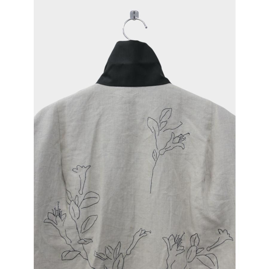 TANAKA REVERSIBLE JACKET BLACK/LINEN (EMBROIDERY) / 2026SS タナカ 刺繍ジャケット リバーシブル ウール リネンの画像