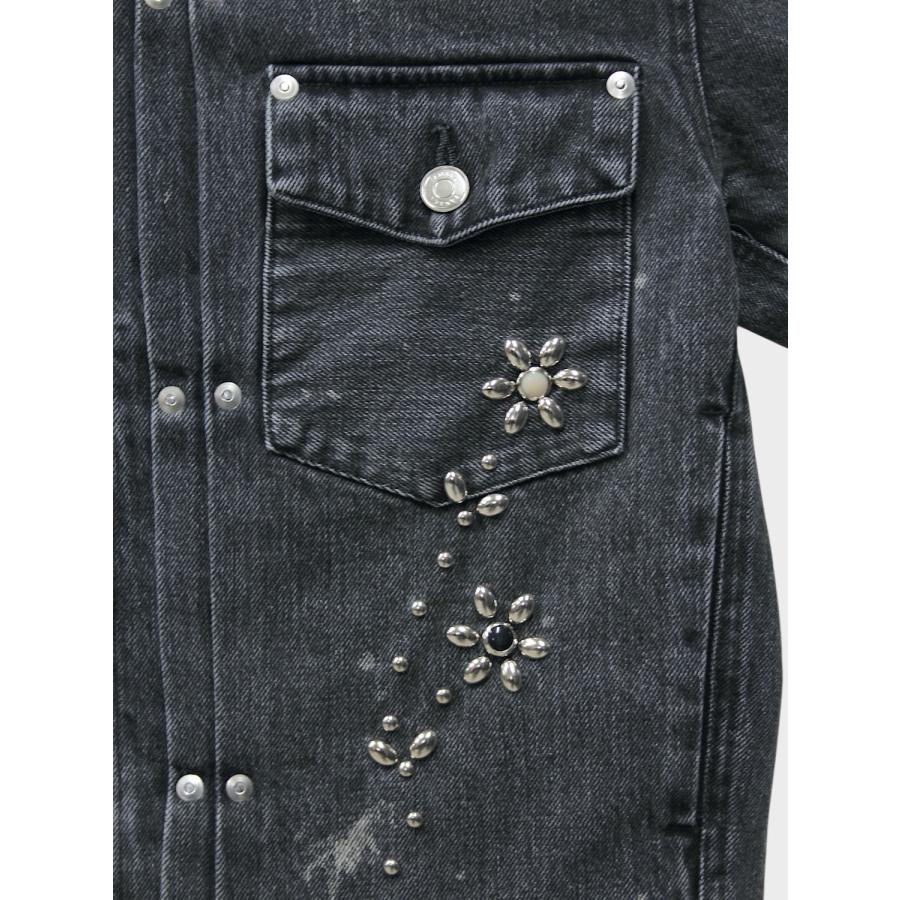 TANAKA THE JEAN JACKET GRAY (BIJOU) / 2026SS タナカ デニムジャケット カイハラ デニム セルビッチ スタッズ フラワーの画像