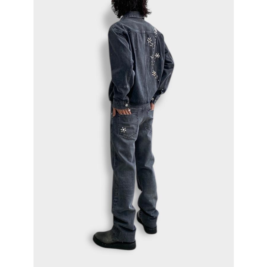 TANAKA THE JEAN JACKET GRAY (BIJOU) / 2026SS タナカ デニムジャケット カイハラ デニム セルビッチ スタッズ フラワーの画像