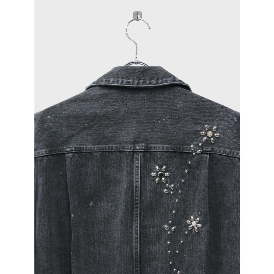 TANAKA THE JEAN JACKET GRAY (BIJOU) / 2026SS タナカ デニムジャケット カイハラ デニム セルビッチ スタッズ フラワーの画像