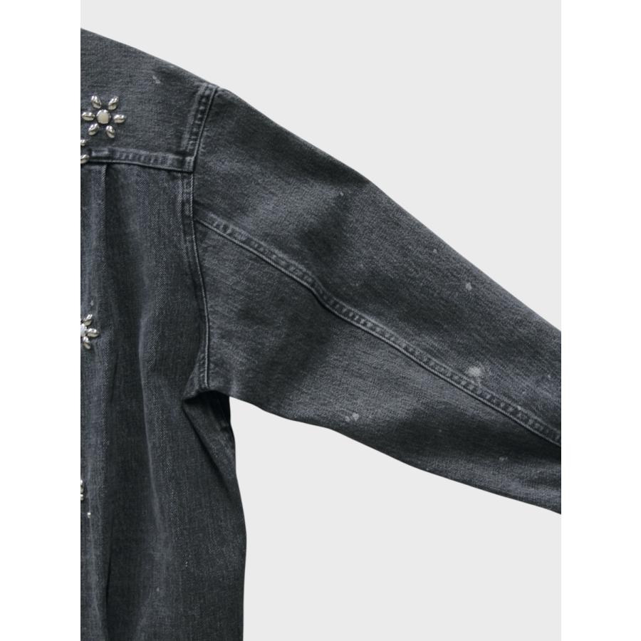 TANAKA THE JEAN JACKET GRAY (BIJOU) / 2026SS タナカ デニムジャケット カイハラ デニム セルビッチ スタッズ フラワーの画像